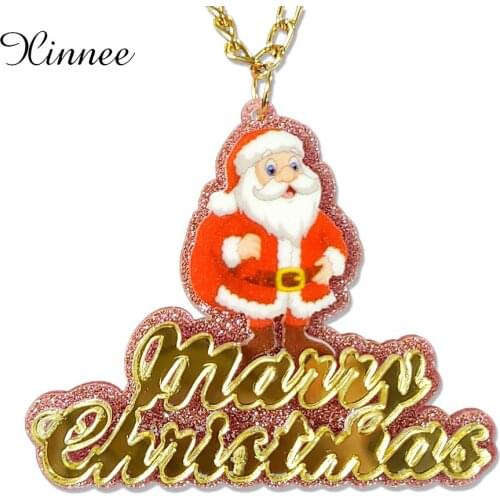 Personalised Custom Name Character Merry Christmas Necklace Kids Cartoon Jewelry