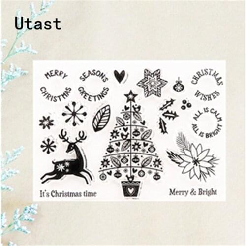 Christmas Tree Deer Clear Silicone Stamps /Transparent Rubber Stamp for DIY Scrapbooking /Photo Album Decorative Craft Making