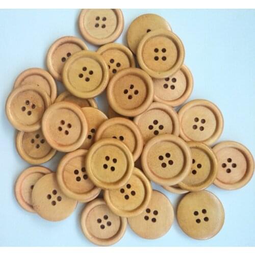 50Pcs Wood Sewing Buttons Light Coffee 4 Holes Round Wood Sewing Buttons 25mm Natural Color Wooden Buttons Handmade Scrapbooking