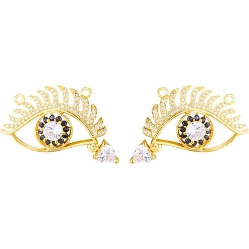 Luxury Ladies Chic Gold Charms Colorful Zircon Filled Evil Eye Coin Birthday Bracelet Necklace Women DIY Jewelry Making Pendant