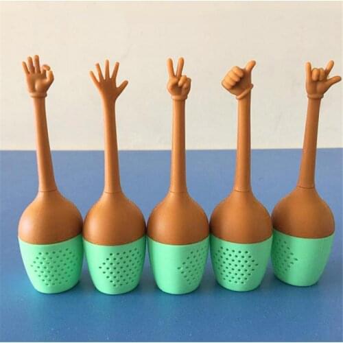 1pc Funny Hand Gestures Tea Infuser Tea Strainer FDA Grade Silicone Loose Leaf Herbal Spice Holder Tea Brewing Tools