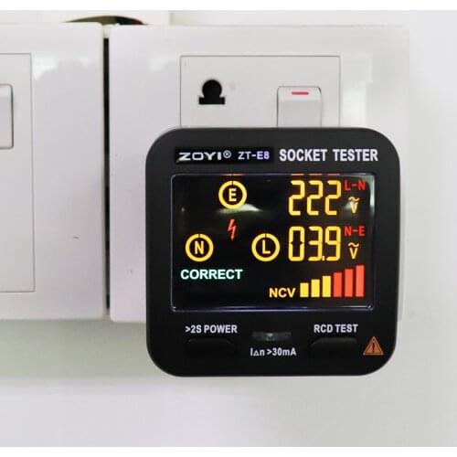 Power Polarity Tester Digital Display Socket Tester Leakage Switch Protection NCV Non-contact Tester