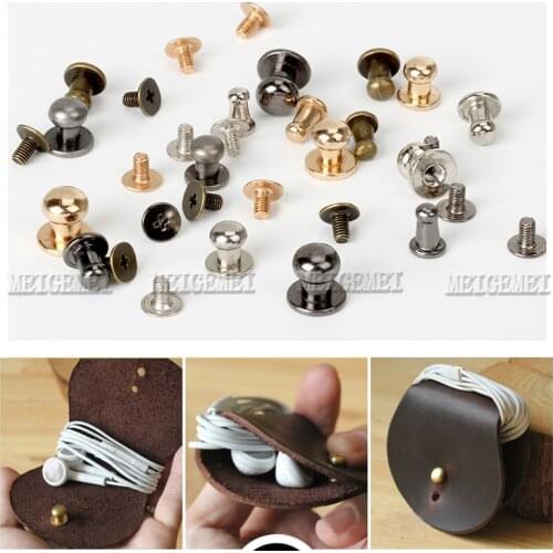 2Sets Metal Alloy Knob Screw Rivets Studs DIY Crafts Leather Belt Watchband Round Monk Head Rivets Spikes Decor Nail Buckles