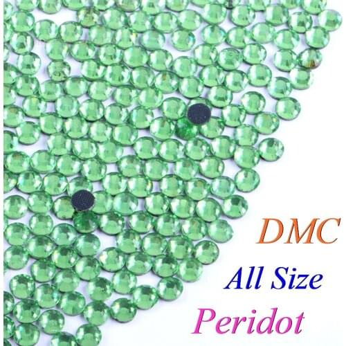 All Size! Peridot, DMC Hotfix Rhinestone SS6 SS10 SS16 SS20 SS30 Glass Crystals Stones Hot Fix Iron-On FlatBack With Glue