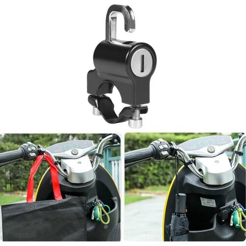 Universal Motorcycle Helmet Lock Anti-Theft Helmet Security Lock Metal 22mm-26mm Black with 2 Keys Set