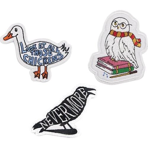 ZF1328 1pcs Owl Crow Duck Sticker For Clothing Applications Patches On Clothes Iron Embroidered Patch For Backpack Badge