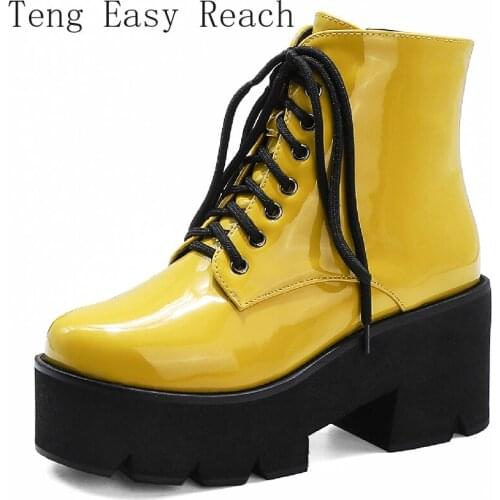 Sexy Platform Ankle Boots for Women Fashion Punk Heels Boots Women 2021 Winter Spring Black Purple Yellow Boots Lady Shoes 41 43