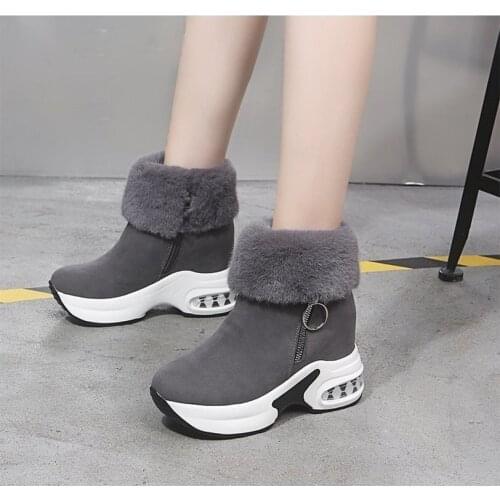 Women Boot Warm Plush Winter Shoes For Woman Wedges Boots High Heels Ladies Boot Women Leather Snow Boots Winter Shoes