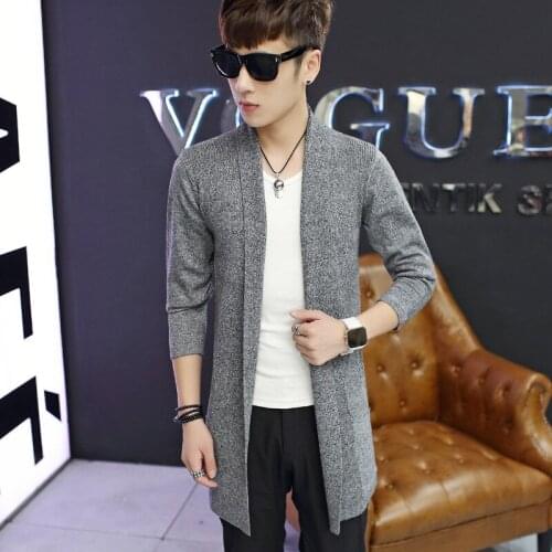 Men Cardigan Sweater Medium Length Knitted Cardigan Clothes Classic Simplicity Sweater Striped Long Sleeves Teenagers Sweaters
