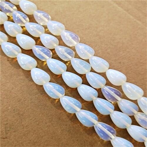 1 Strand/28pcs 14x10mm Wholesale White Opal Teardrop Loose Beads DIY Jewelry Accessories 15.5inch S482