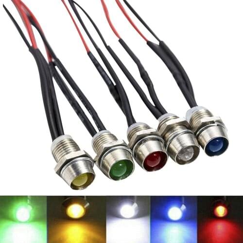 10Pcs 12V 8mm Car Truck Boat LED Indicator Signal Light Dashs Panel Lamp Bulb Automobile Electric Accessories