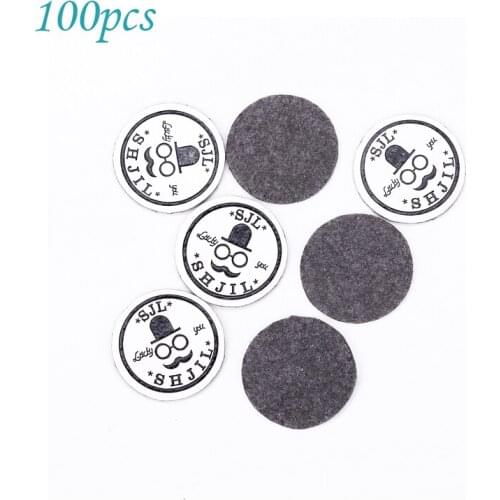 100pcs Handmade Mr. Beard Pattern PU Leather Tags Round Embossed Label DIY Flag Labels For Garment Accessories Sewing Patch