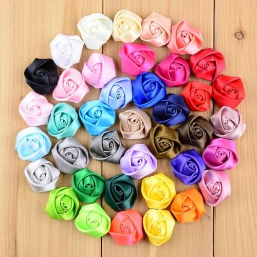 120 pcs/lot , 2.5cm satin ribbon rose flower for headband wedding apparel hair fashion accessories