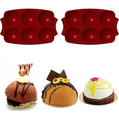 2pcs/set Silicone Mold Hemispherical Cake Mold Brown Half Ball Sphere Silicone Mold Chocolate Half Sphere Baking Mould DIY Decor