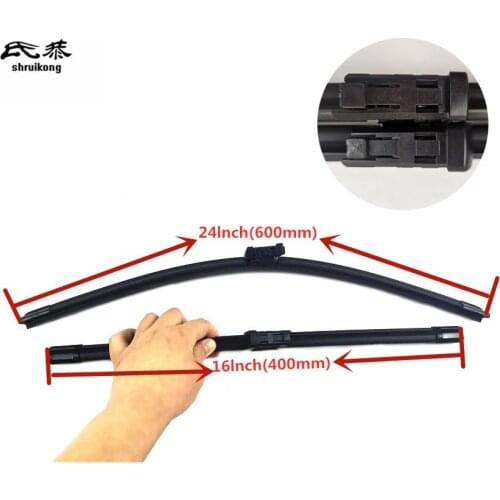 2pcs/lot car styling stickers Wiper blades for Skoda Citigo (from 2010 onwards) 24"+16" fit push button type wiper arms only