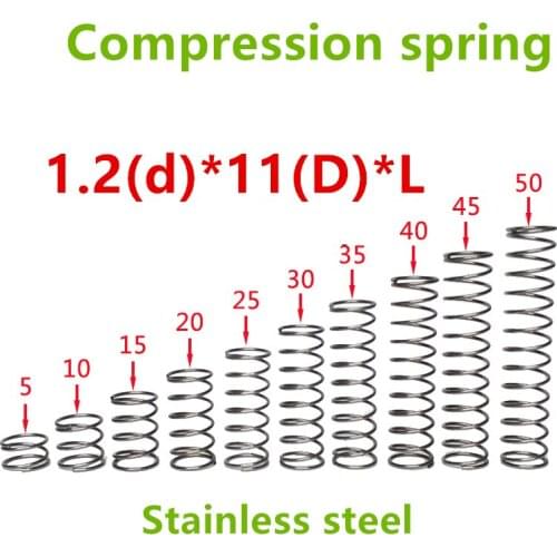 20pcs 1.2*11*(10/15/20/25/30/35/40/45/50) Stainless steel Series small spot spring wire compression pressure springs