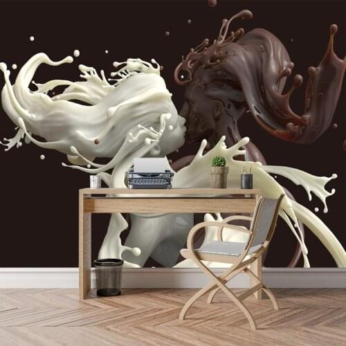 3d Glitter Contact Vinyl Wallpaper Mural Textured Wall Paper 3d Self Adhesive Murals Wallpapers for Living Room Milk Lover Cafe