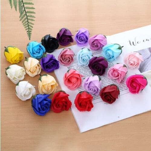 50PCS Roses Soap Flower Head DIY Valentines Day Wedding Home Decorative Accessories Gifts Box Scrapbook Artificial Flowers