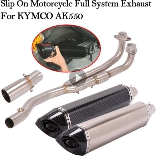 570MM Full System Slip On For KYMCO AK550 AK 550 Motorcycle Exhaust Modified Escape DB Killer Muffler Front Mid Middle Link Pipe