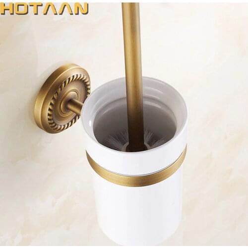 Free Shipping Toilet Brush Holder,ceramic Solid Brass Construction Base ,Bathroom accessories YT-12212