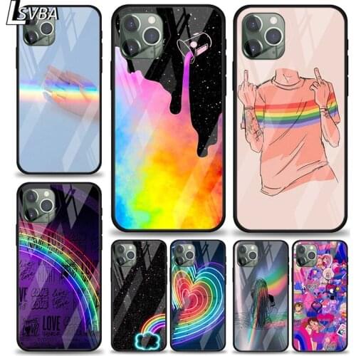 Gay Lesbian LGBT Rainbow For Apple iPhone 12 11 8 7 6 6S XS XR SE X 2020 Pro Max Mini Plus Tempered Glass Phone Case