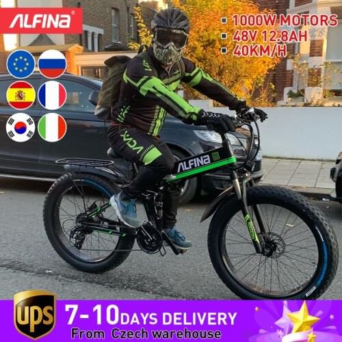 EU Stock)ALFINA FX-01 New 1000W 12.8AH Mountain Electric Bike SnowBike MTB 45KM/h 26 Inch Tires Waterproof and Foldable Ebike