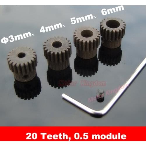 3mm/4mm/5mm/6mm Aperture Jbckscrew Wrench for Motor shaft Axis Rod Steel Metal 20 Teeth Gear 0.5 Module Modulus Boss Spur Gear