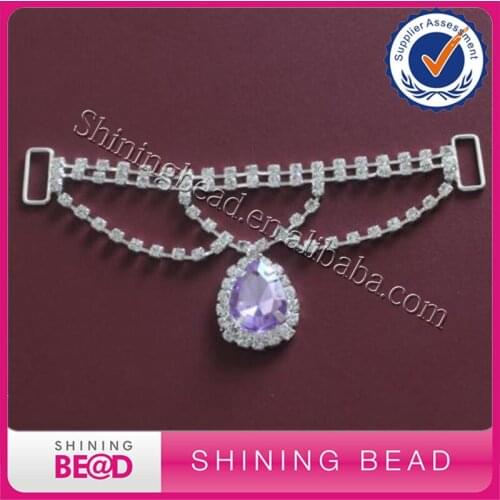 Hot sale Fashion Silver Teardrop Clear Crystals Rhinestones Bikini Connectors Buckle Chain Swimwear Accessories