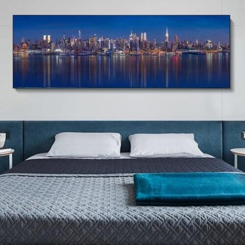 Empire State Building Night View Canvas Paintings Manhattan Skyline Wall Art Posters And Prints New York Wall Pictures Cuadros