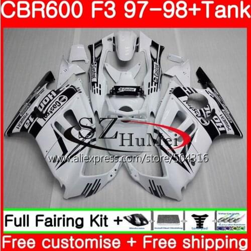 Body For HONDA CBR600F3 CBR600RR F3 CBR 600F3 FS 47SH1 CBR600 F3 97 98 CBR600FS Factory white CBR 600 F3 1997 1998 Fairings kit