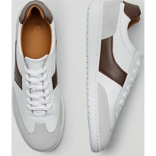 Jenny&Dave Sneakers men Casual Vulcanized Shoes Men German Training Real Leather Patchwork Sneakers German training Men Shoes