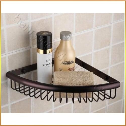 L15226- Luxury Wall Mounted Brass Corner Shelf Bronze Finish Corner Bathroom Self