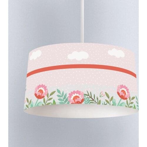 Lamp For Kids Bedrooms Light Chandelier for Living Room Childrens Room Beige Red Flower Leaf Pattern 024