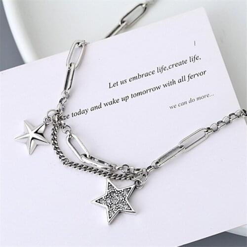 Miuoxion Personality Fashion Jewelry Simple Retro Double Star Zircon Necklace For Women Feature Namour Charm Gift All Seasons