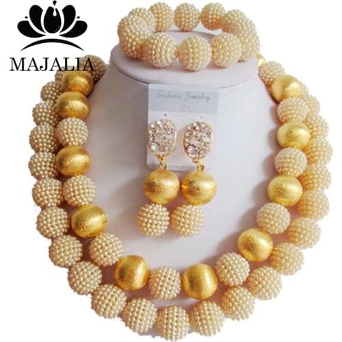Fashion african wedding beads beige plastic nigerian wedding african beads jewelry set Free shipping Majalia-269