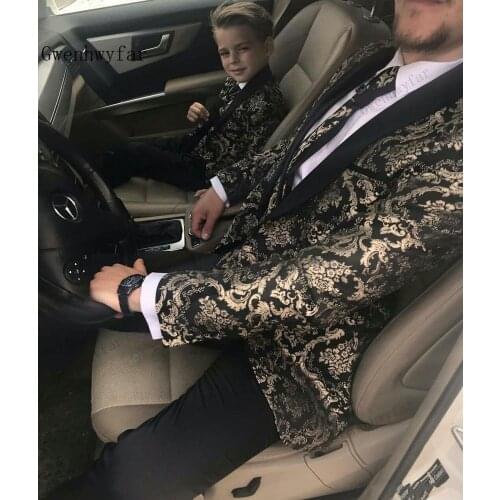 Gwenhwyfar Clasic Fashion Double Breasted Slim Suit Black Groom Wedding Tuxedo Prom Wedding Business Men Suit (Jacket+Pants