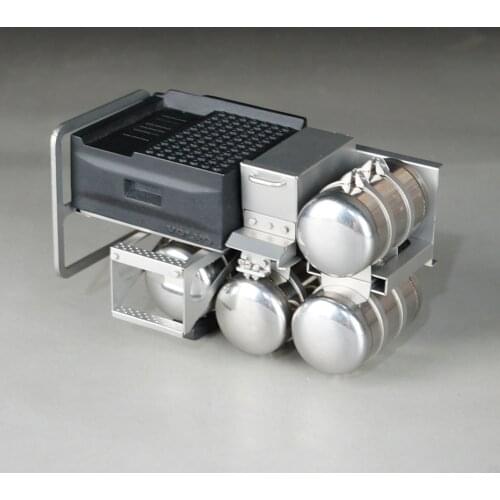 Metal Frame Equipment Decoration Set For 1:14 Rc Truck Tamiya Tractor VOLVO FH16 56360 750 Battery Box & Gas Tank Upgrade Part