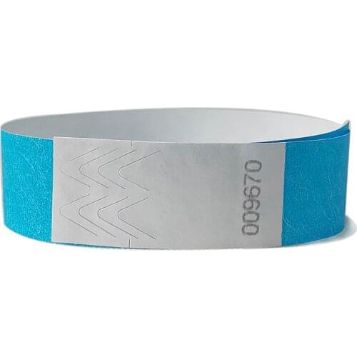 500 pieces Neon Blue Color 3/4 inch Tyvek Wristbands with Numbers, Beautiful Color Wristbands for Parties Events Identification