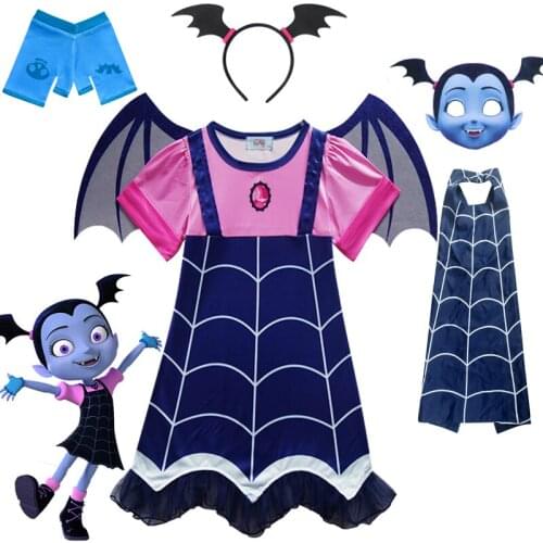 New Baby vampire costume Halloween party dress kids clothes cosplay dress cartoon print for costume with gift girls