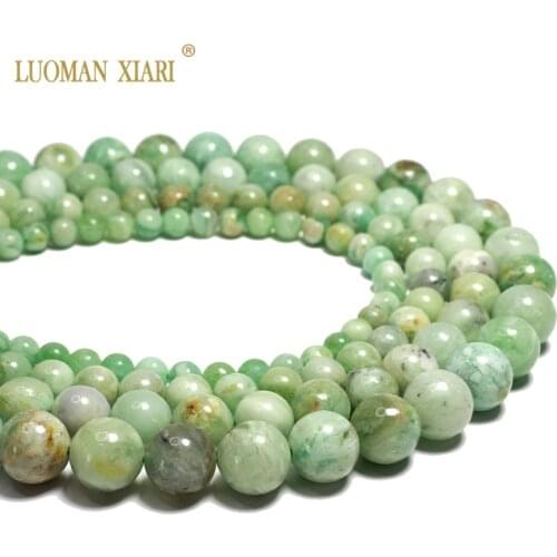 Wholesale 100% Natural Burma Green Jades Round Natural Stone Beads For jewelry Making DIY Bracelet Necklace 6/8/10/12MM