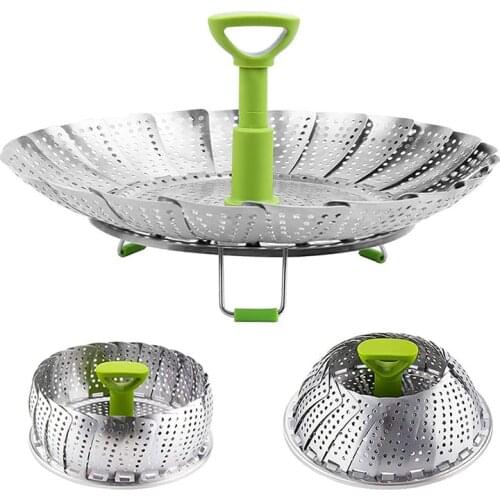Steamer Basket Stainless Steel Vegetable Steamer Basket Folding Steamer Insert for Veggie Fish Seafood Cooking Kitchen Gadgets