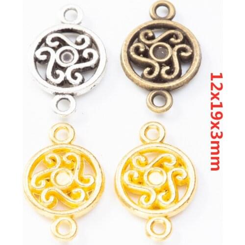 30 pieces of double hanging round pendant retro metal zinc alloy small jewelry fashion exquisite pendant making 8379