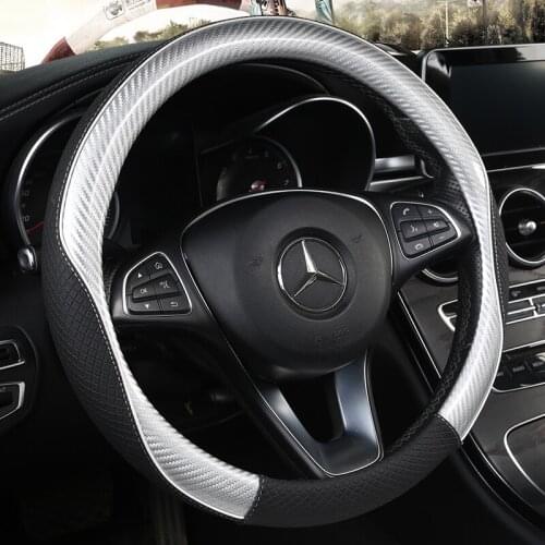 Anti Slip Car Carbon Fiber Steering Wheel Cover for Mercedes Ben AMG 38cm Models A C CLA E GLA GLC GLE S B CLS Class Accessories