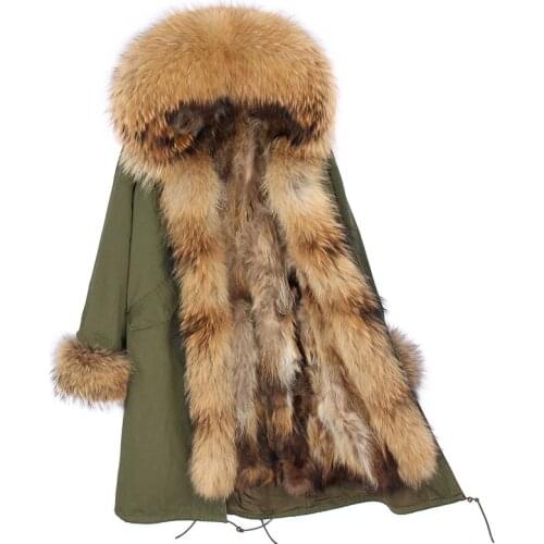 Factory direct sales 2020 fashion winter new Natural raccoon fur liner section big raccoon fur collar casual jacket X-Long women