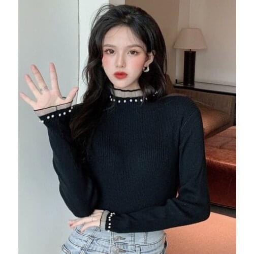 New Lace Turtleneck Knitted Female Casual Pullover Women Autumn Winter Tops Korean Sweaters Fashion Long Sleeve Sweater Jumper
