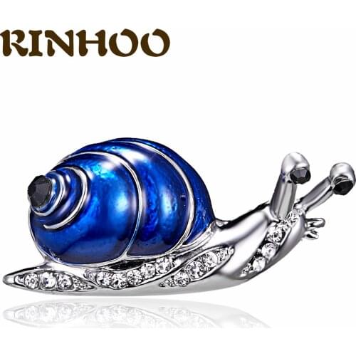 RINHOO Charm Rhinestone Snail Brooch Cartoon Insect Animal Brooches For Women Enamel Jewelry Creative Design Pin Gift