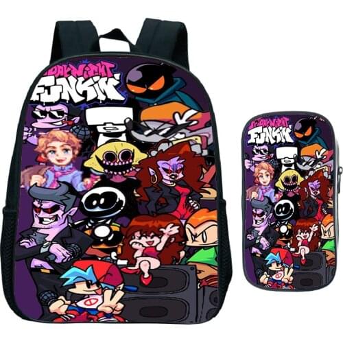 Mochila Friday Night Funkin Backpack With Pen Bag Kindergarten Bag Boys Girls Zipper Bagpacks Children Anime Schoolbag 2 Pcs/Set
