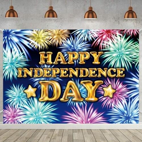 Happy Independence Day Fireworks Photo Background Family Dinner Party Table Decor Poster Vinyl Photography Backdrop Props