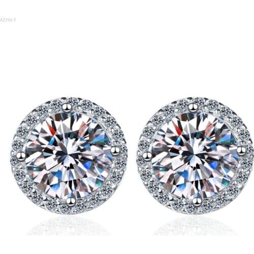 925 Sterling Silver Moissanite Earrings Passed Diamond Test Excellent Round Shape 1- 2Ct Gem Earrings Women Wedding Luxury Gift