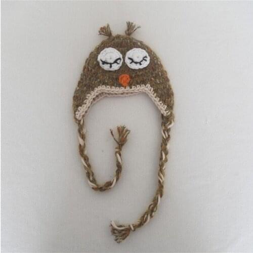 Newborn Bonnet Knitted Baby Animal Hat Crochet Mohair Sleepy Hat Photography Props